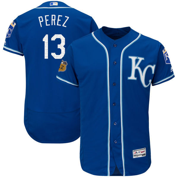 2017 MLB Kansas City Royals #13 Perez Blue Jerseys->kansas city royals->MLB Jersey